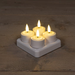 Anna's Collection - Set 4 St 3D Wick Rechargeable White Tealight Dia3,8 cmxh5 cm
