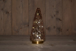 Anna's Collection - B.O.T. Tree Glass 13X28,5 cm Pink With Golden Base 10Led