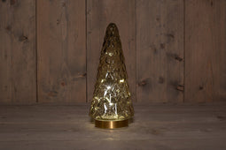 Anna's Collection - B.O.T. Tree Glass 13X28,5 cm Amber With Golden Base 10Led