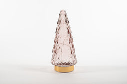 Anna's Collection - Tree Glass 10,5X24,5Cm Pink With Golden Base 10Led 3Xaa