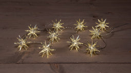 Anna's Collection - 10Pcs Silver 3D Star 6,5 cm 10Led Warm White 1,5M