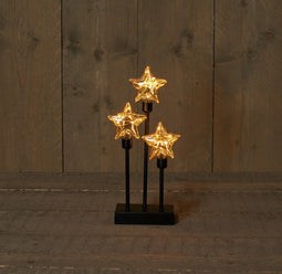Anna's Collection - 3 ster glas op metalen frame b.o.t. 14,5x7x32 cm 2xAA 6h/18h timer