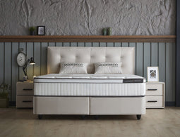 Boxspring Skybedd Birdybedd 140x200 Beige met Opbergruimte