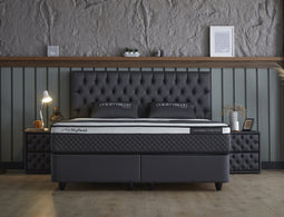 Boxspring Skybedd Chestybedd 160x200 Antraciet met Opbergruimte