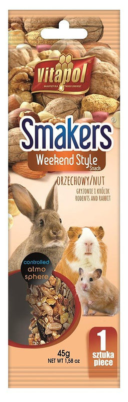 VITAPOL Smakers Weekend style Nutty - snack voor knaagdieren en konijnen - 45g