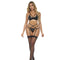 Ondergoed Set Pink Lipstick Zwart (S/M)