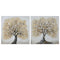 Schilderij Home ESPRIT Gouden Canvas Hout MDF Boomstructuur Traditioneel 80 x 3 x 80 cm (2 Stuks)