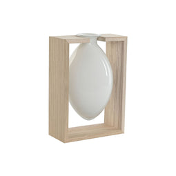 Vaas Home ESPRIT Wit Natuurlijk Hout Kristal 17 x 12 x 25 cm
