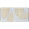 Schilderij Home ESPRIT Wit Gouden Canvas Hout MDF Modern Blad van een plant 82 x 4,5 x 82 cm (2 S...