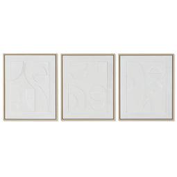 Schilderij Home ESPRIT Wit polyestyreen Canvas Abstract Scandinavisch 40 x 4,8 x 50 cm (3 Stuks)