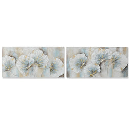 Schilderij Home ESPRIT Blauw Gouden Canvas Hout MDF Traditioneel 120 x 3 x 60 cm (2 Stuks)