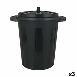 Prullenbak Dem 100 L Zwart 64 x 54 x 68 cm (3 Stuks)