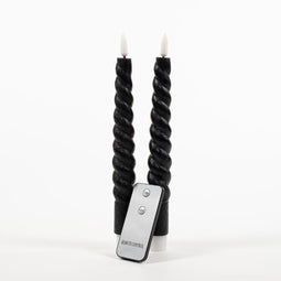 Annas collection - 2Pcs Black Swirl Rustic Wax Taper Candle 23Cm 3D Wick R
