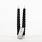Annas collection - 2Pcs Black Swirl Rustic Wax Taper Candle 23Cm 3D Wick R