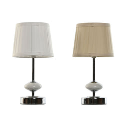 Bureaulamp Home ESPRIT Wit Beige Metaal Porselein 20 W 220 V 17,5 x 17,5 x 35 cm (2 Stuks)