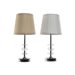 Bureaulamp Home ESPRIT Wit Beige Metaal 25 W 220 V 20 x 20 x 43 cm (2 Stuks)