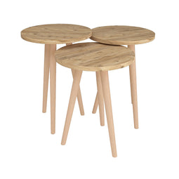 Set van 3 kleine tafels Alexandra House Living Natuurlijk Ek Hout MDP 35 x 49 x 35 cm 35 x 45 x 3...