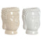Grondlegger Home ESPRIT Wit Beige Keramisch 14 x 14 x 20 cm (2 Stuks)