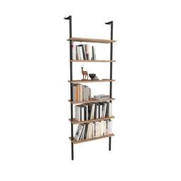 Boekenwinkel Alexandra House Living Zwart Ek Metaal Hout MDP 60 x 181 x 20 cm Trap industrial 6 P...