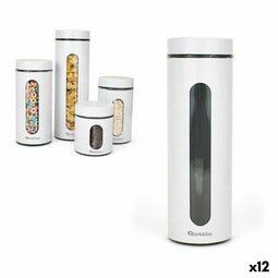 Blik Quttin Staal Glas Wit 2,2 L 10 x 10 x 30,5 cm (12 Stuks)