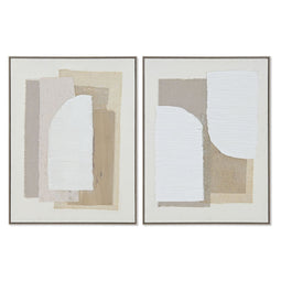 Schilderij Home ESPRIT Wit Beige Abstract Scandinavisch 62 x 3,2 x 82 cm (2 Stuks)