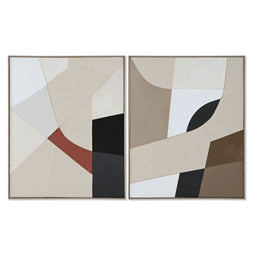 Schilderij Home ESPRIT Bruin Beige Abstract Stads 82 x 3,8 x 102 cm (2 Stuks)