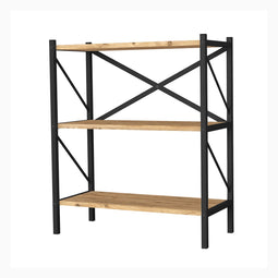 Boekenwinkel Alexandra House Living Zwart Ek Metaal Hout MDP 66 x 85 x 34 cm industrial 3 Planken