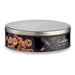 Metalen doos Cookies Zilverkleurig Zwart Metaal (22,5 x 7 x 22,5 cm)