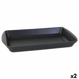 Serveerschaal Inde Gietijzer Zwart 50 x 30 x 6,5 cm (2 Stuks)