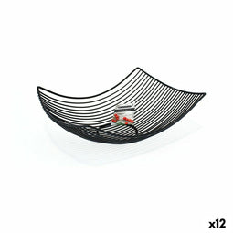 Fruitschaal Confortime Zwart Metaal 31 x 23 x 10 cm (12 Stuks)