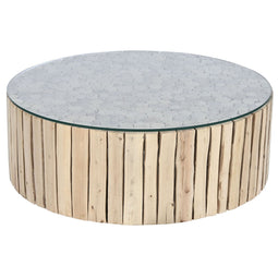 Hoofdtafel Home ESPRIT Natuurlijk Kristal Eucalyptushout 90 x 90 x 30 cm
