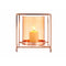 Kaarshouder Vierkant Koper Amber 14 x 15,5 x 14 cm Gouden Metaal Glas