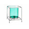 Kaarshouder Vierkant Zilverkleurig Blauw 14 x 15,5 x 14 cm Metaal Glas