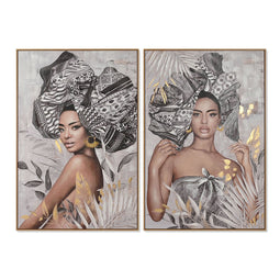 Schilderij Home ESPRIT Koloniaal Afrikaanse 80 x 3,5 x 120 cm (2 Stuks)