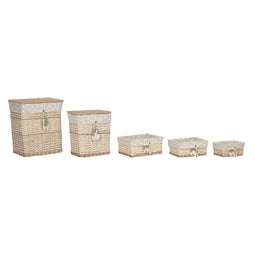 Basket spelset Home ESPRIT Groen Beige Natuurlijk vlechtwerk 47 x 35 x 55 cm 5 Onderdelen