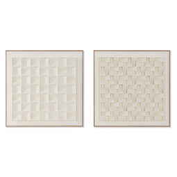 Schilderij Home ESPRIT Beige Geometrisch Modern 60 x 7 x 60 cm (2 Stuks)