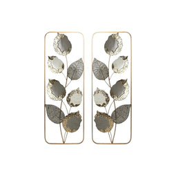 Wanddecoratie Home ESPRIT Grijs Gouden Modern Bloem 31 x 2,5 x 89,5 cm (2 Stuks)