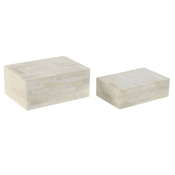 Doos-Juwelenkistje Home ESPRIT Bot Mangohout 18 x 13 x 7,7 cm (2 Onderdelen)