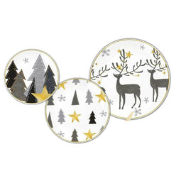 Serviesset DKD Home Decor Wit Grijs Gouden Porselein Rendier Kerstmis 18 Onderdelen 27 x 27 x 2 c...
