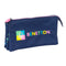Pennenetui met 3 vakken Benetton Cool Marineblauw 22 x 12 x 3 cm