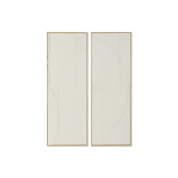Schilderij Home ESPRIT Wit Natuurlijk Abstract Scandinavisch 50 x 4 x 140 cm (2 Stuks)