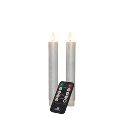 Anna's Collection - Dinerkaars wax led bewegende vlam op batterij met afstandsbediening 2 stuks h...