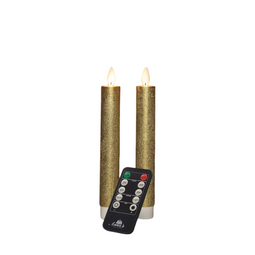 Anna's Collection - Dinerkaars wax led bewegende vlam op batterij met afstandsbediening 2 stuks h...