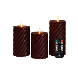 Anna's Collection - Stompkaars swirl wax led bewegende vlam met afstandsbediening set van 3 d7.5h...