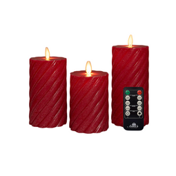 Anna's Collection - Stompkaars swirl wax led bewegende vlam met afstandsbediening set van 3 d7.5h...