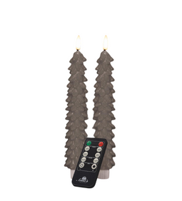Anna's Collection - Dinerkaars kerstboom wax led 3d vlam op batterij met afstandsbediening 2 stuk...