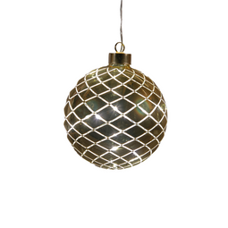 Anna's Collection - Kersthanger bal glas diamant patroon 10led warm wit op batterij met timer d12...