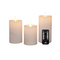 Anna's Collection - Stompkaars ribbel wax led bewegende vlam met afstandsbediening set van 3 d7.5...