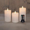 Anna's Collection - Stompkaars ribbel wax led bewegende vlam met afstandsbediening set van 3 d7.5...