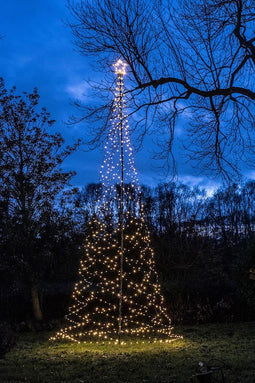 Anna's Collection - Boom met ster 836led flash classic warm ip44 trafo met timer d160h500 cm